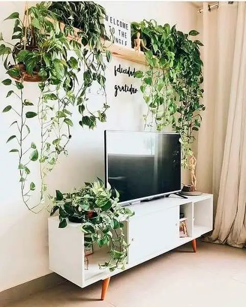 Aposte no urban jungle para a sala de TV