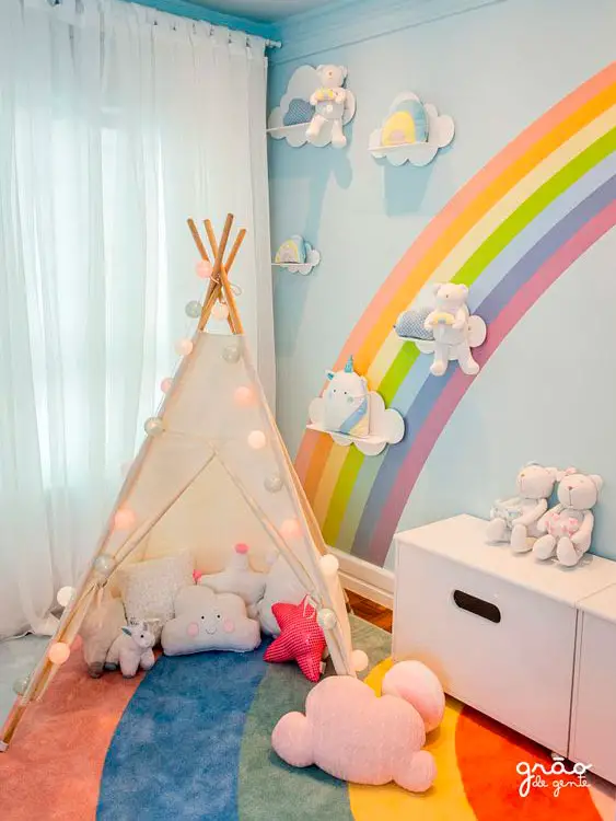Decoração de quarto infantil feminino simples e barato com cabaninha
