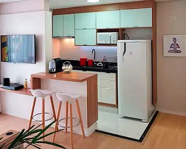 Cozinha Americana Pequena Com Sala Simples